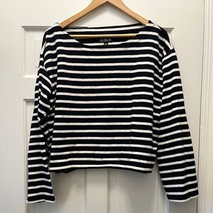 Cropped Fit Black and White Striped Mariner Shirt J.Crew L
